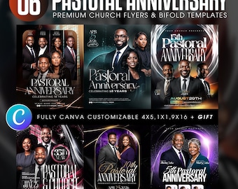 Pastoral Anniversary Church Service Flyers & Bifold Church Brochures Programs Template-Editable Canva-Pastor Wife Appreciation-Modern Design