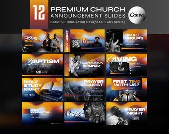 Church Announcement Slides Canva Template Bundle Editable Pre Service Slides Modern Gradients Church Welcome Program Livestream Presentation