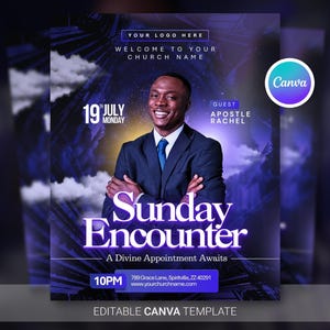 Sunday Encounter Service Church Flyer Template, Sunday Service Flyer, Holy Week Flyer, Church Service Design, Church Graphics Social Media