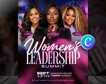 Women's Empowerment Conference Flyer Template, Editable Canva, Womens Ministry Retreat Event, Women's Day Brunch Program, Prayer Breakfast