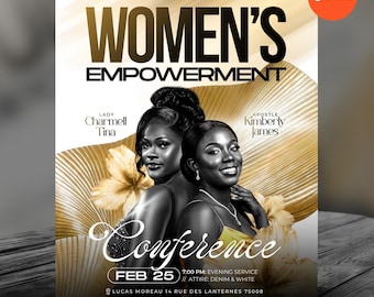 Women's Conference Flyer Church Template-Women's Ministry Fellowship-Women's Month-Church Retreat-Empowerment Event-Editable Canva Design