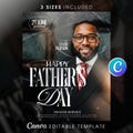Father\u2019s Day Church Flyer Template-For Church Members-Sunday Service Worship-Ministry Event-Guest Speaker-Modern Black White-Editable Canva product logo