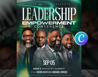 Men's Day Conference Church Flyer Template, Editable Canva Mens Day Program, Faith Fellowship Church Ministry-Modern Design Digital Download