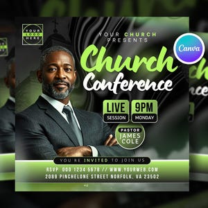 Church Conference Service Flyer, Holy Week Worship Template, Sunday Service Flyer, Editable Christian Flyer Church Flyer Graphic Canva