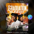 Graduation Sunday Church Flyer Template-Editable Canva-Youth Ministry-Event Celebration Service-Instagram Post-Modern Yellow White Design product logo