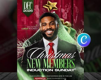 Christmas Church Flyer Template-Editable Canva-Holiday Celebration Event Graphics-Sunday Worship Service-Community Church Gala-Modern Design