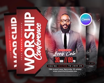Church Service Worship Sunday Flyer Template, Editable Church Service Design, Christian Church Event Social Media Graphic, Holy Week Flyer