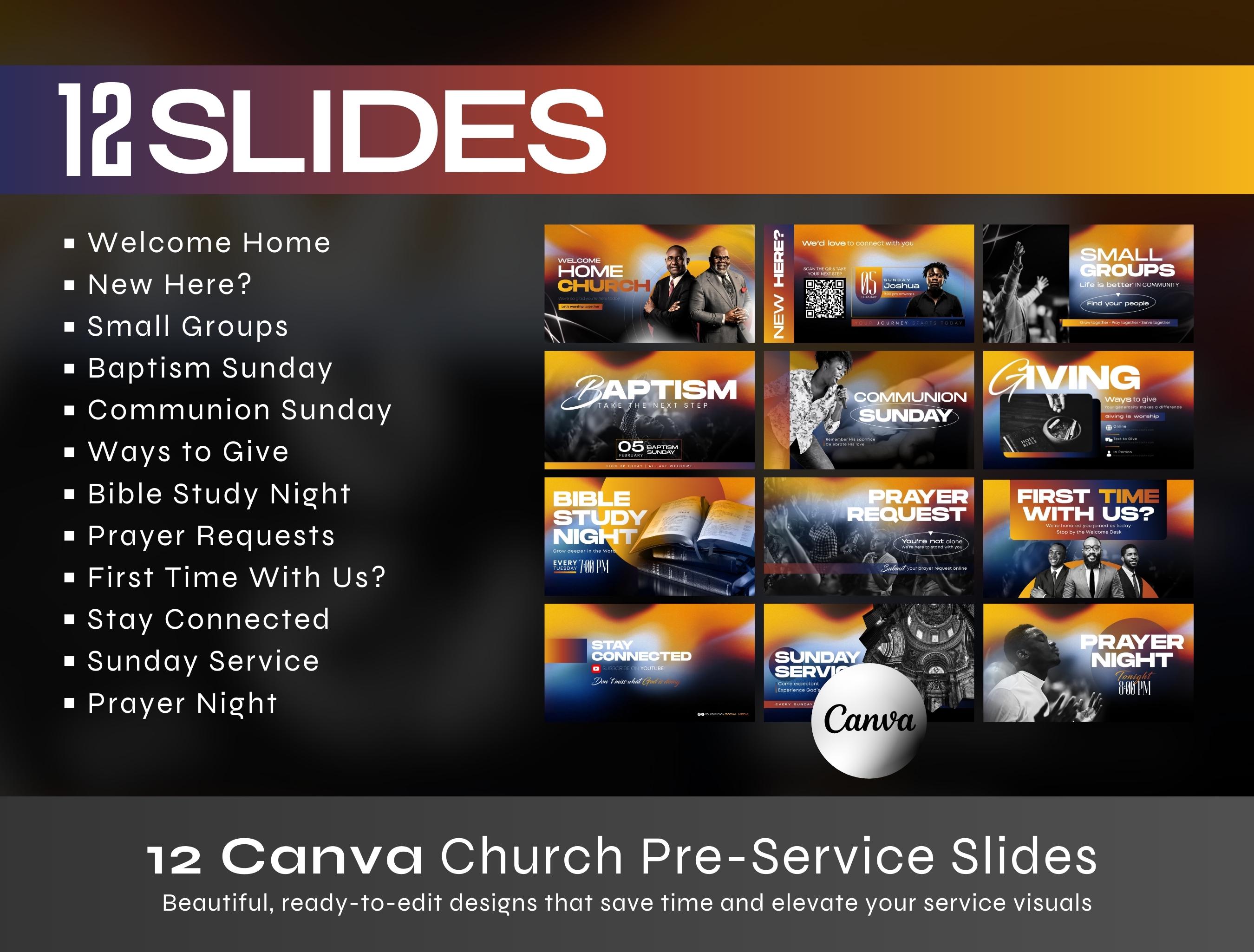 Church Announcement Slides Canva Template Bundle Editable Pre Service ...