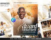 Editable Funeral Order Of Service Template Canva-8 Page Funeral Program-Memorial Bifold Booklet-Celebration Of Life-Minimalist Brown & White