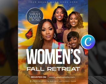 Women's Fall Conference Flyer Church Template Editable Canva-Women Ministry Retreat Event Flyers-Women's Day Brunch Program-Prayer breakfast