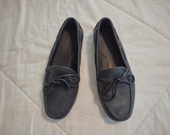 Vintage Lands' End Women's Driving Mocs; Black Leather; 6.5B