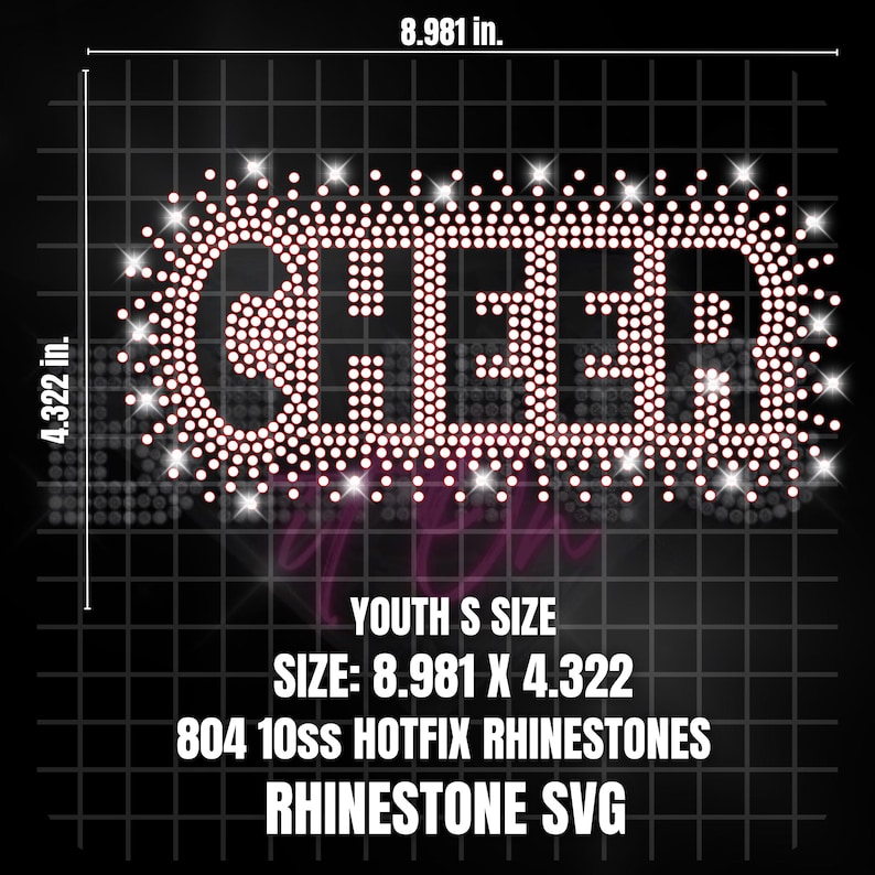Cheer Rhinestone Design SVG for Sports Bra - Sparkling Scatter Pattern ...