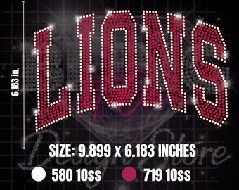 Lions Rhinestone SVG - Cheer Bling Design - 10SS Template - School Spirit Mascot SVG - Rhinestone Pattern - Digital Download