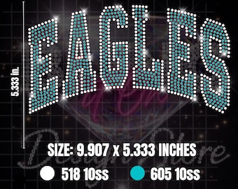 Eagles Rhinestone SVG - Cheer Bling Design - 10SS Stone Template - Digital Download - School Spirit Shirt Design - Rhinestone Pattern SVG