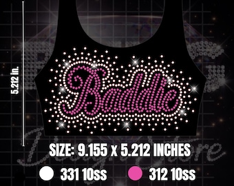 Baddie Rhinestone SVG - Cheer Bling Design - 10SS Crystal Template - Sports Bra Rhinestone Cut File - Instant Download