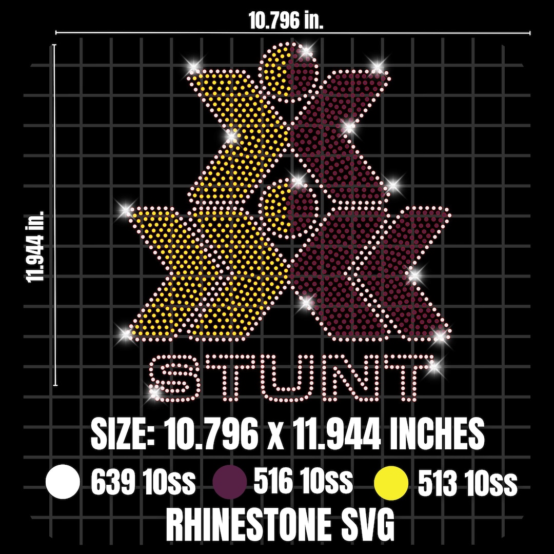 STUNT Rhinestone SVG – Stunt Sport Bling Design – 10ss Rhinestone ...