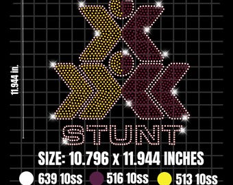 STUNT Rhinestone SVG – Stunt Sport Bling Design – 10ss Rhinestone Template – 3 Color Customizable SVG - Digital Download