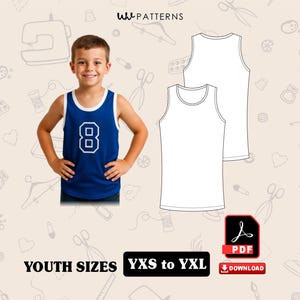 Mönster för rund halsringning för basketbollströja för barn: Basketbollströja för barn storlek XS-XL (PDF-nedladdning)