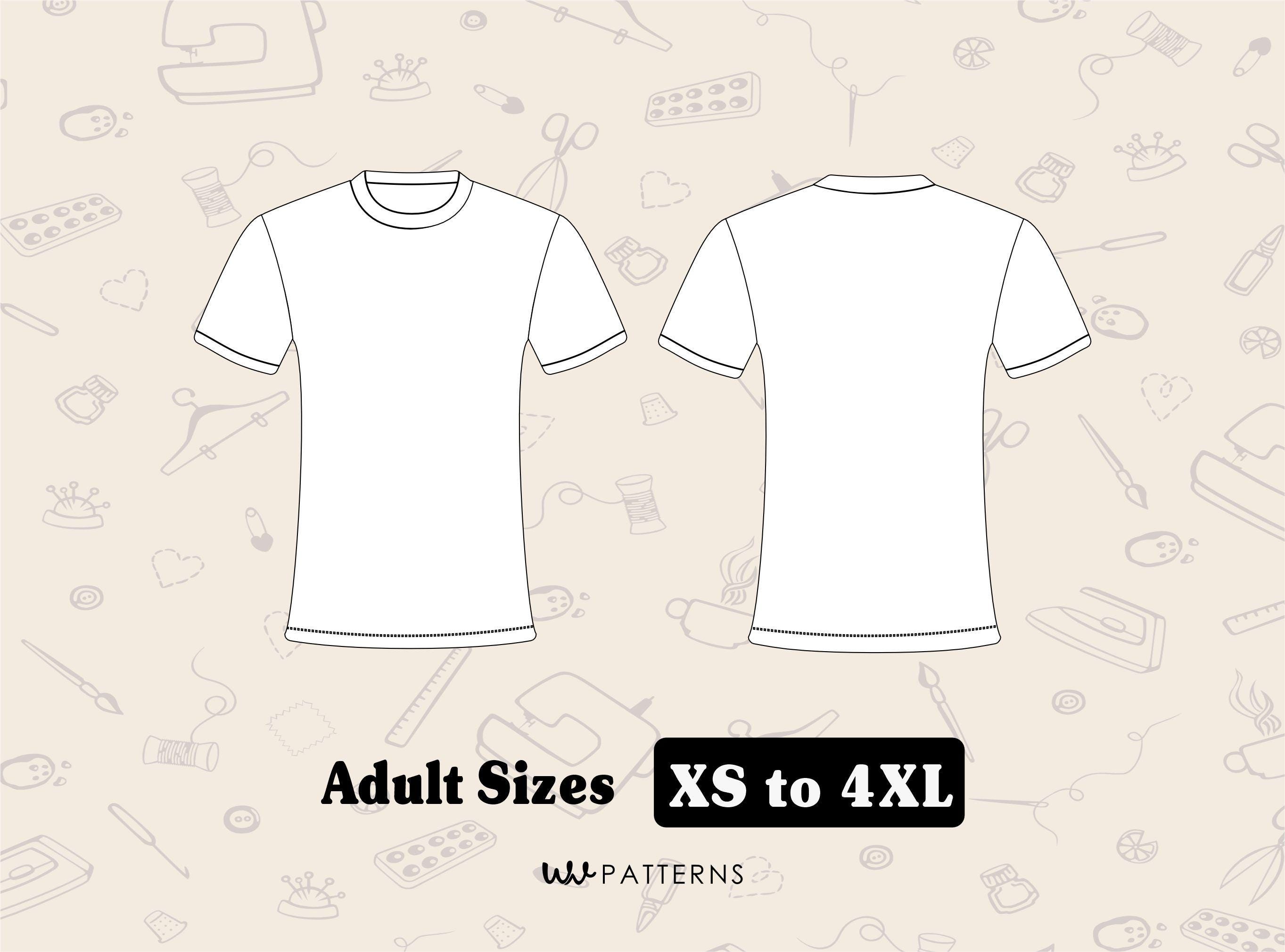 Women's T-shirt Sewing Pattern: Short Sleeve Crew Neck (sizes XS