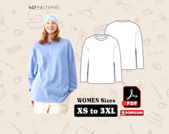 Oversize Long Sleeve Shirt Sewing Pattern: XS-4XL (PDF Download)