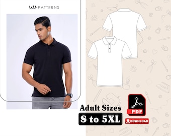Men's Polo Shirt Sewing Pattern: Short Sleeve, Sizes S-5XL (PDF Files)