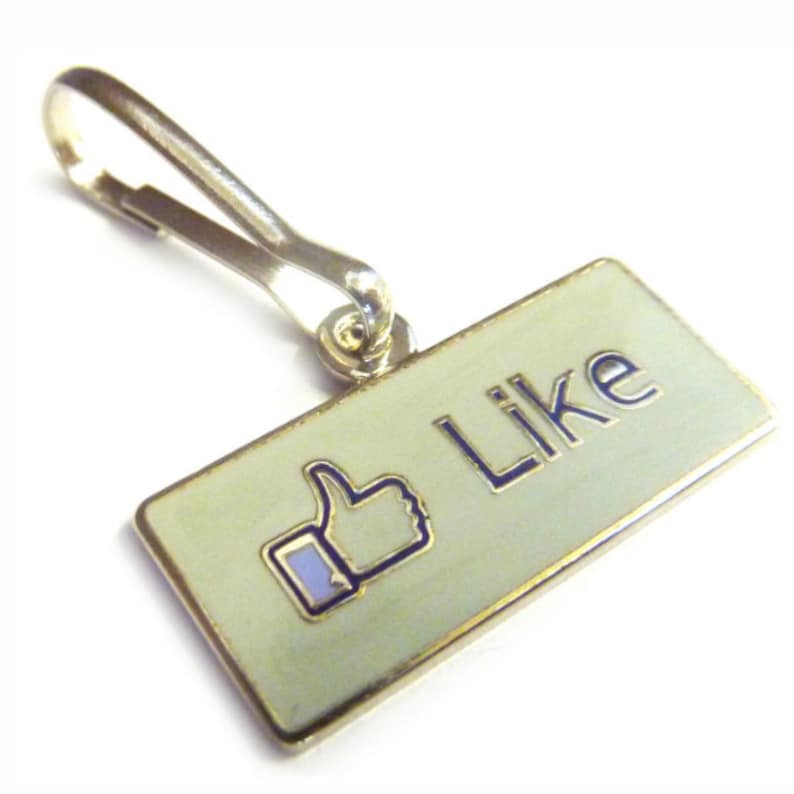 Facebook Thumbs Up Like Button Icon Symbol Charm Jacket Backpack Purse Bag Zipper Pull Clip