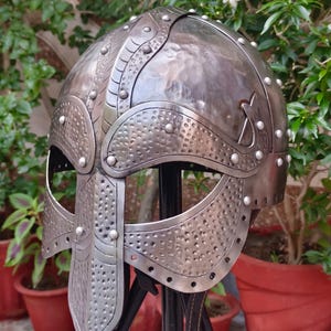 Handmade Medieval Viking Nosal Helmet: 18 Ga Steel, Adult Size