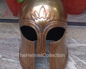 Hoplite Helmet Bronze Finish Steel | Spartan Warrior Medieval Costume Replica