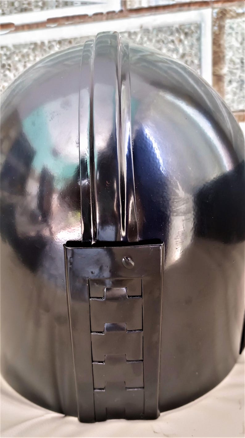 Mandalorian Helmet Beskar Steel Helmet -Silver Full Face Steel Sci-Fi Armor - Steel Bounty Halloween Costume Movie Prop image 7