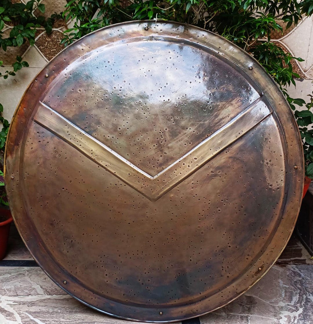 Shield Reproduction Spartan Shield: Handcrafted Antique Round Shield - King Leonidas ...