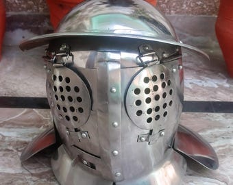 Casco de gladiador medieval listo para el combate, acero dulce, estilo Provocator