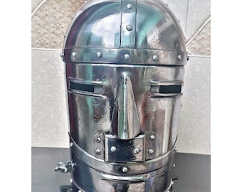 Réplica de casco de tortura medieval y dispositivo de humillación pública, casco de metal para esclavos calibre 16