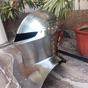 Medieval German Joursting Frog | Mouth Steel Helmet | Halloween Cosplay Helmet Armor  18 Gauga