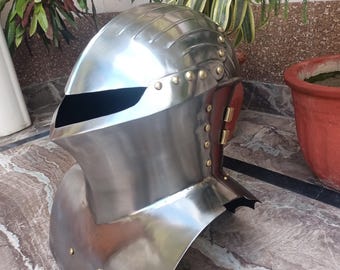 Medieval German Joursting Frog | Mouth Steel Helmet | Halloween Cosplay Helmet Armor  18 Gauga