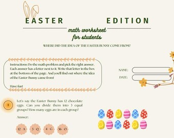 Easter Math Worksheet for Grades 1-3