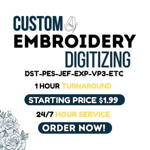 Custom embroidery, Logo digitizing, Embroidery digitizing service, Image digitizing, Custom Digitize, Embroidery