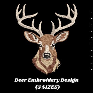 Realistic Deer Embroidery Design, Buck Head, Rustic Decor (Digital Download)