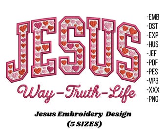 Jesus The Way The Truth The Life Embroidery Design, Religious Embroidery, Faith Christian Design, Bible Verse, Jesus Lover Embroidery Design