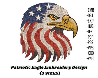 USA embroidery design, Eagle Patriotic Embroidery Design, American Flag embroidery design, Independence day Embroidery pattern