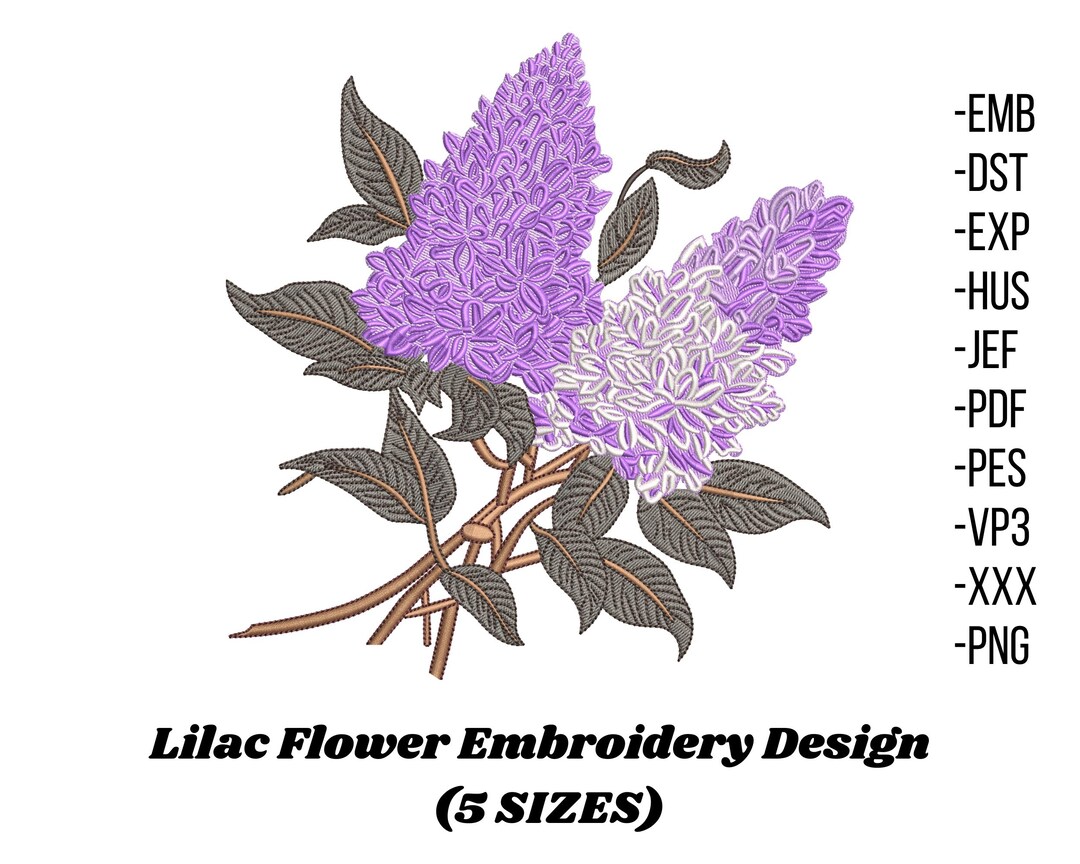 Lilac Flower Machine Embroidery Design - Lilac Embroidery Files - 5 ...