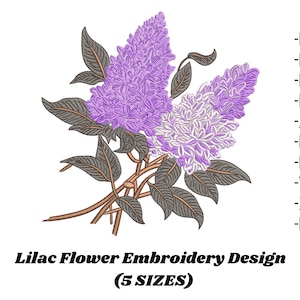 Lilac Flower Embroidery Design- Spring Floral Machine Embroidery File, Purple Garden Bloom Pattern, Instant Download,  5 Sizes