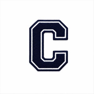Varsity Letter C Patch | Navy White Embroidered Iron-On Applique