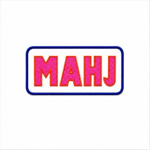 MAHJ Gestickter Aufnäher | Pinkes Mahjong-Spiel Zubehör (2"x3.65")