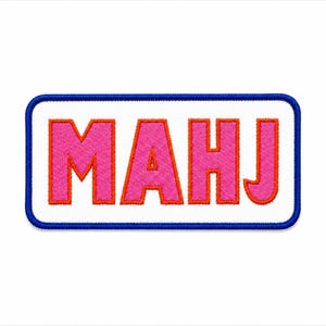 PINK MAHJ Iron-on Patch | Pink, white, purple Mahjong Game Accessory