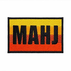 Retro MAHJ Iron-On Patch | Yellow Orange Mahjong Game Accessory