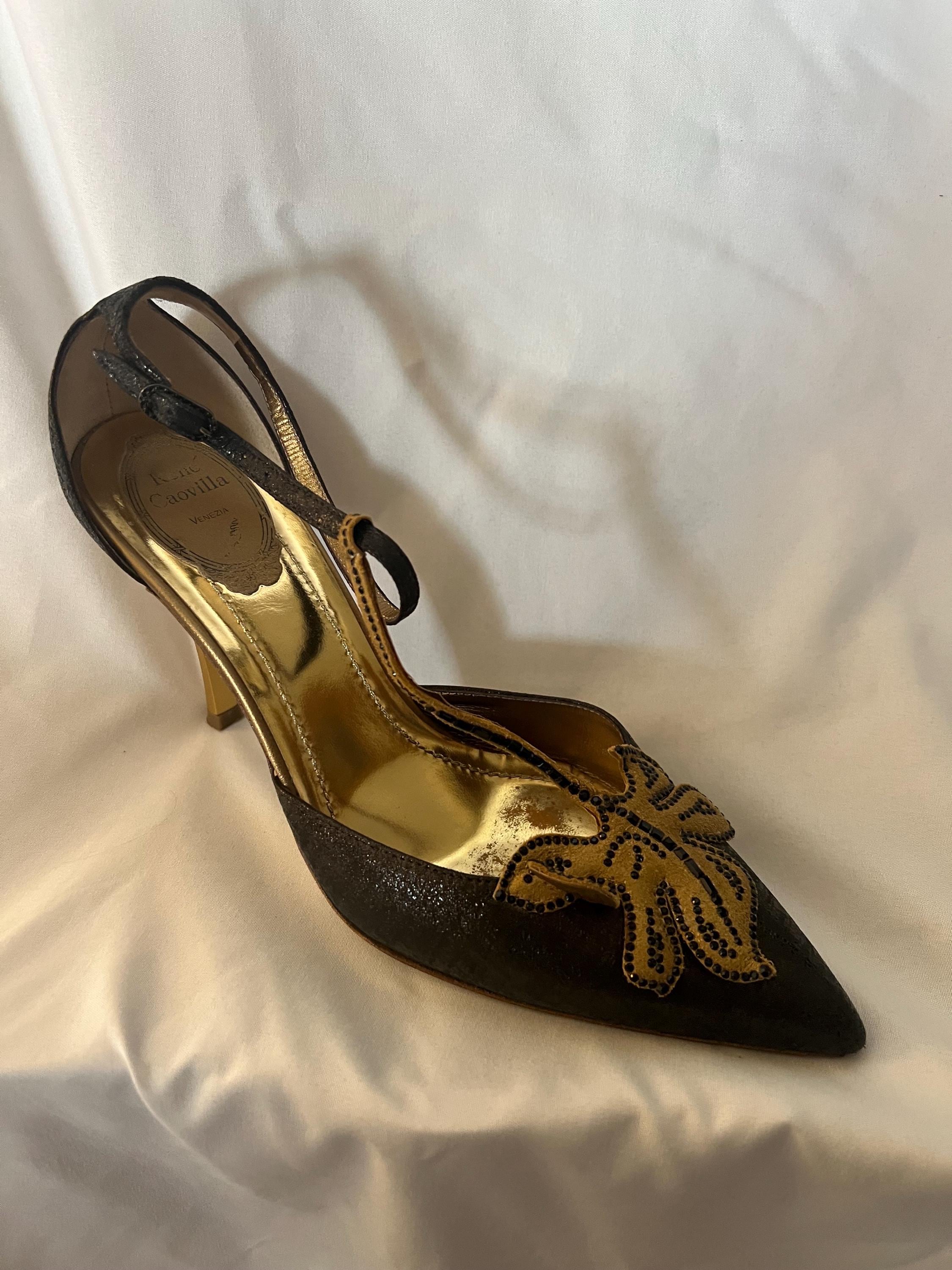 【Rene'caovilla】希少ヴィンテージパイソン革パンプス37 Rene'caovilla】希少ヴィンテージパイソン革パンプス37
