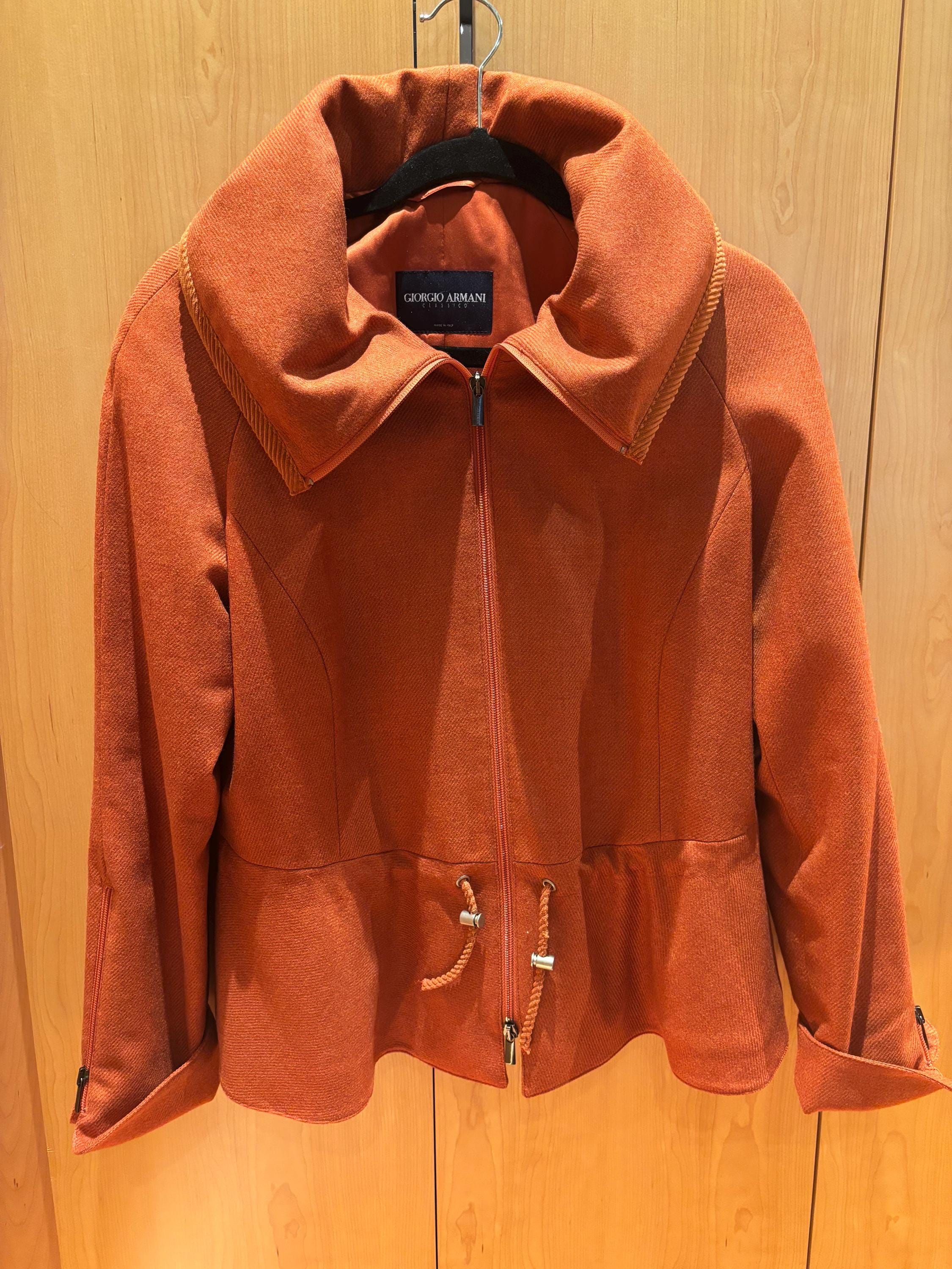 80s 90s GIORGIO ARMANI　CLASSICO Coat Vintage 80's Giorgio Armani Classico 42R Beige Gray Nailhead