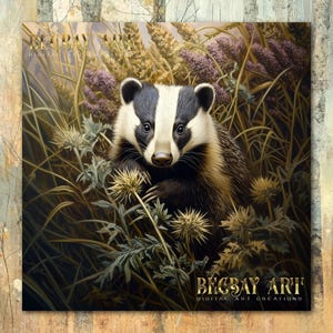 Blaireau chardon - Woodlands bestioles Art Collection, imprimé animal inspiré de la nature, téléchargement immédiat, PNG et JPG, 5 tailles disponibles