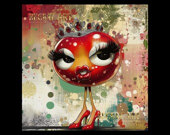 Czarina Isabelle – Cherry Royale Collection | Pop Art Queen | Red & Gold Digital Art | Instant Download