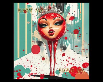 Baroness Barbi – Cherry Royale Collection | Pop Art Queen | Red & Gold Digital Art | Instant Download